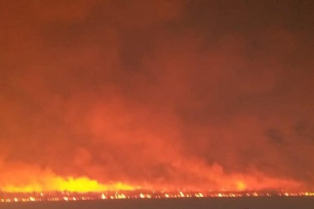 El Sombrero: Dantesco incendios en el INTA.